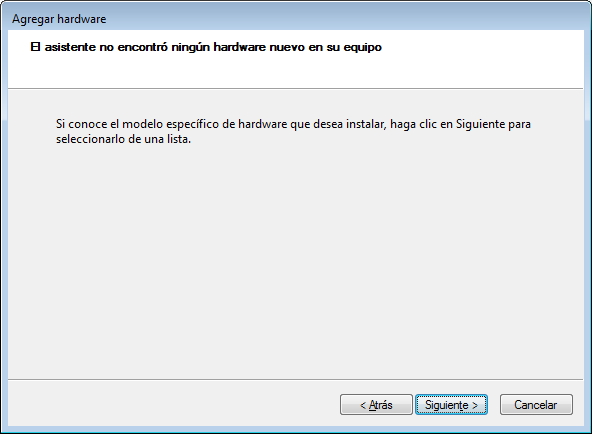 no encontro nuevo hardware